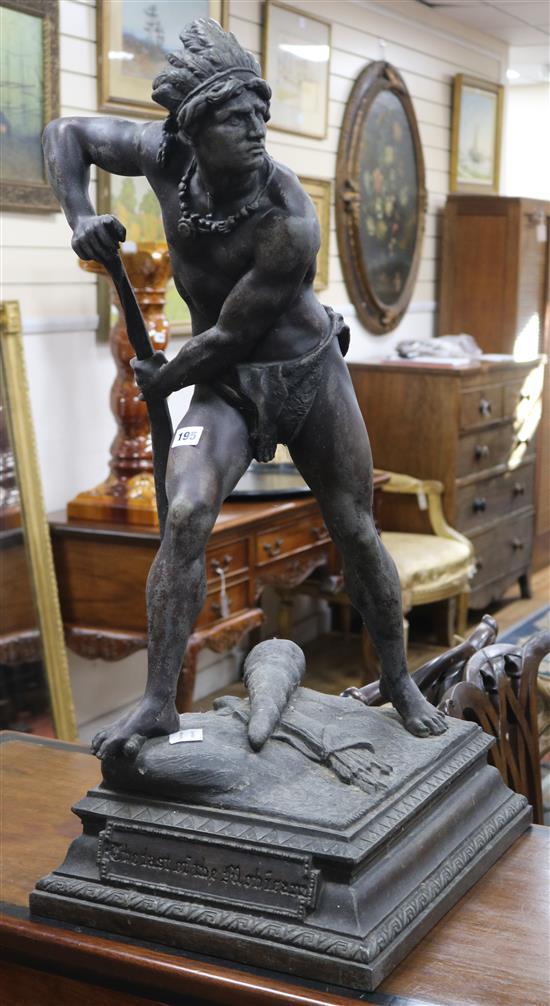A spelter figure The Last of The Mohicans